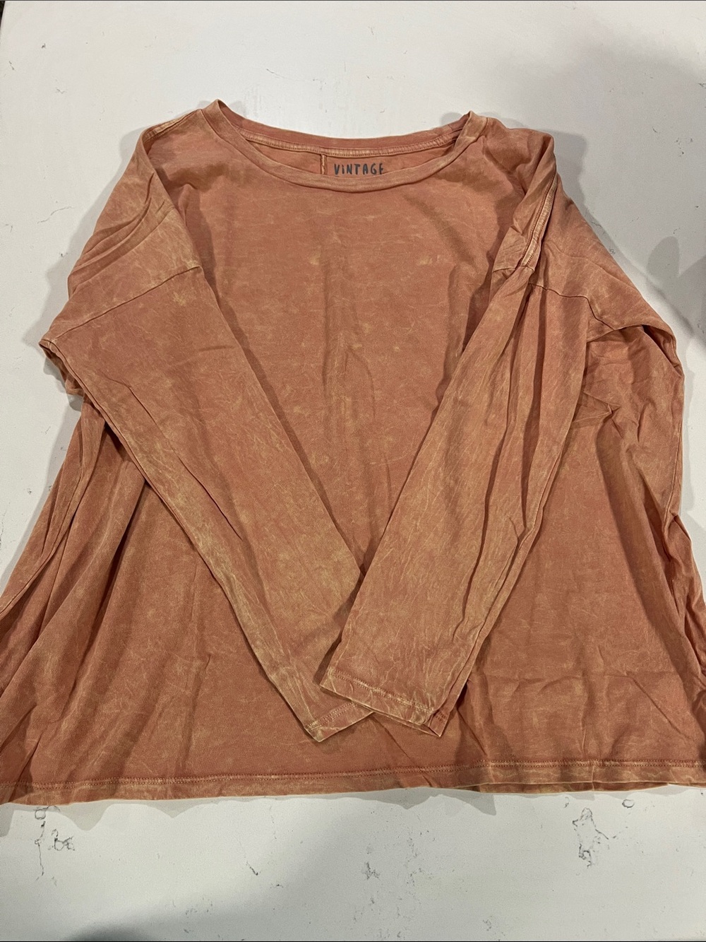 NWOT Vintage Canvas Long Sleeve Scoop Neck Top - Rusty Peach